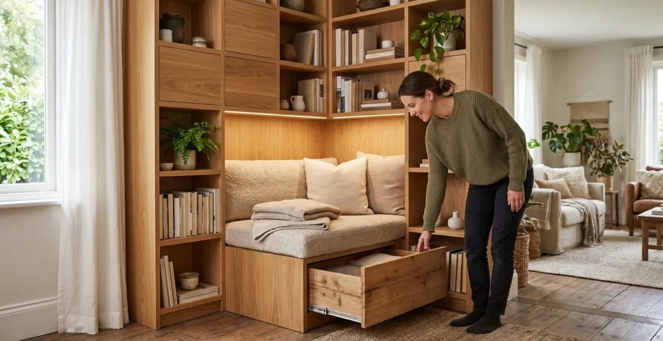 Creative use of corner space with built-in storage and functional design in modern home