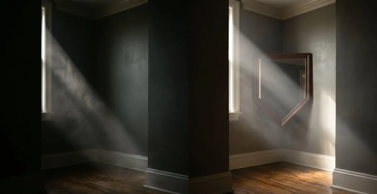 Diagram showing proper mirror angle to reflect window light into a shadowed corner of a room