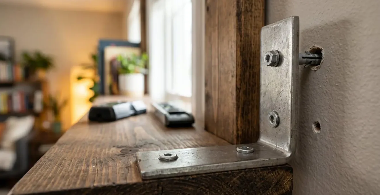 Close-up demonstration of proper wall anchoring techniques for tall furniture